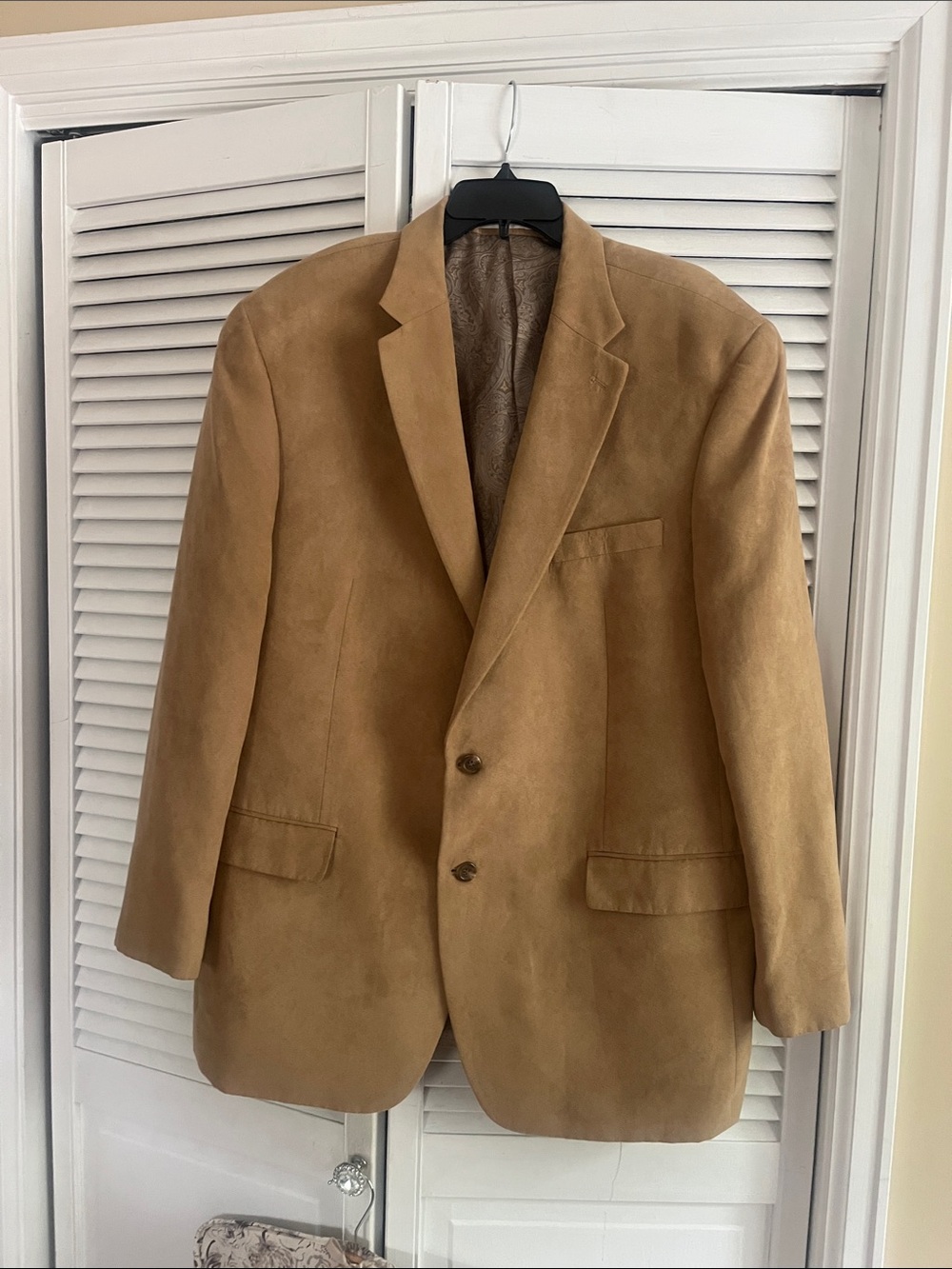 Chaps Men's Tan Suede Sport Coat - Two-Button Blazer